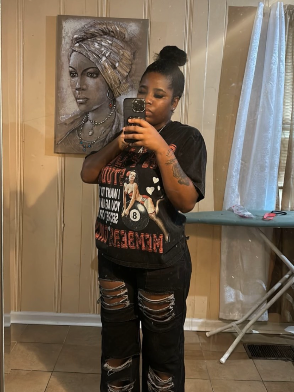 Black Acid Wash “8 Ball” Graphic Tee