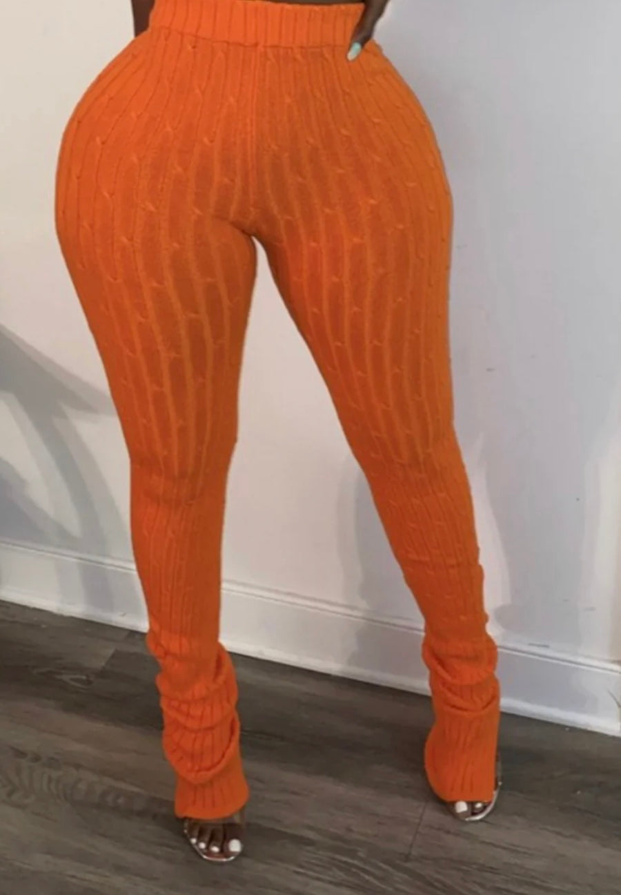 Orange Knit Leggings