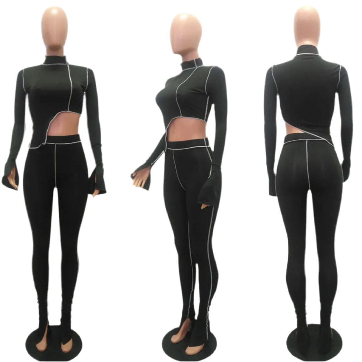 “Distressed” Half/Half Pants Set