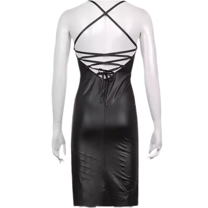 Black Leather Mini Dress