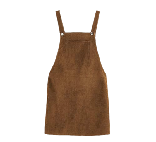 Tan Overalls Mini Dress