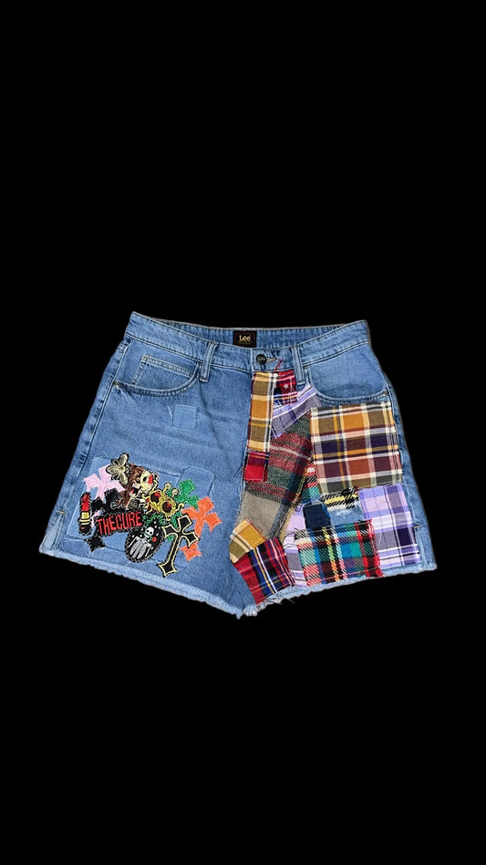 PLAID PATCHWORK SHORTS SIZE:10