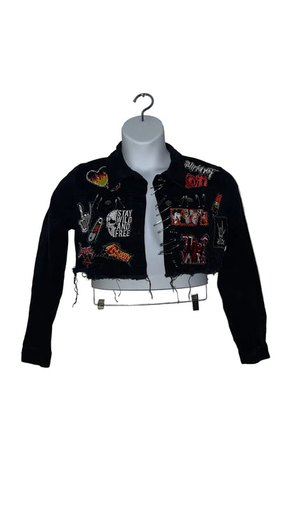 1OF1 BAND THEME PATCHWORK JEAN JACKET SZ: S