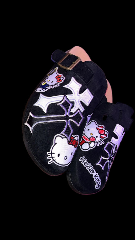 1OF1 HELLO KITTY PATCHWORK SUEDE CLOGS SZ:9