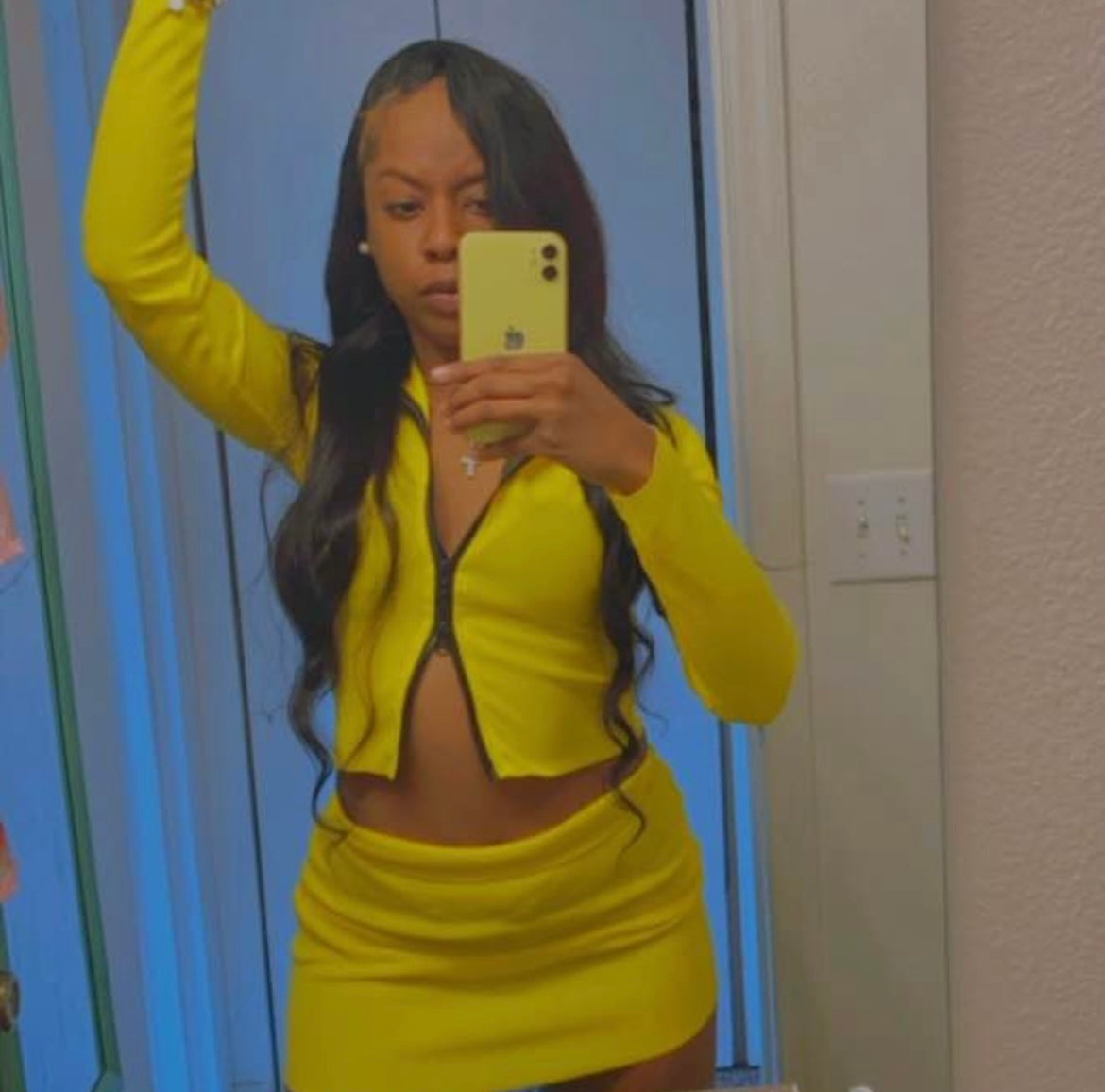 Yellow Mini Skirt Set