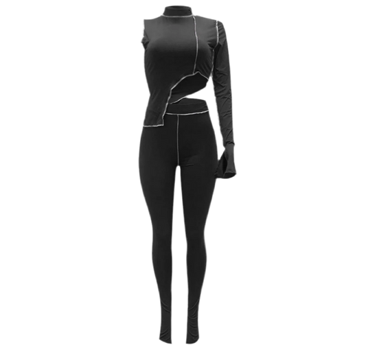 “Distressed” Half/Half Pants Set