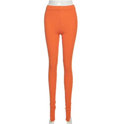 Orange Knit Leggings