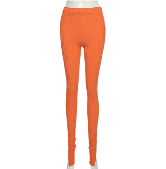Orange Knit Leggings