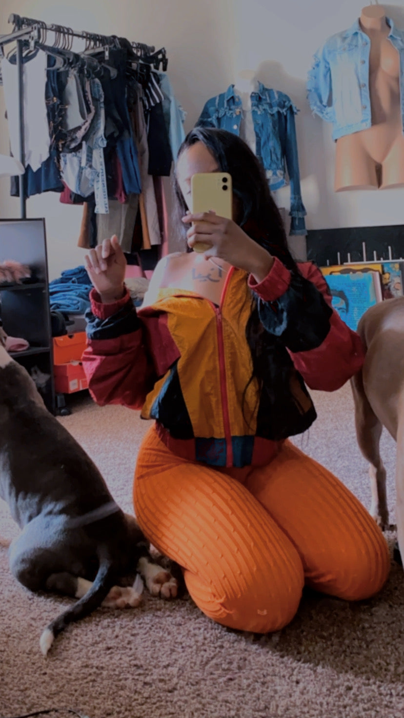 Orange Knit Leggings