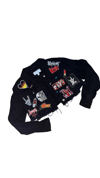 1OF1 BAND THEME PATCHWORK JEAN JACKET SZ: S