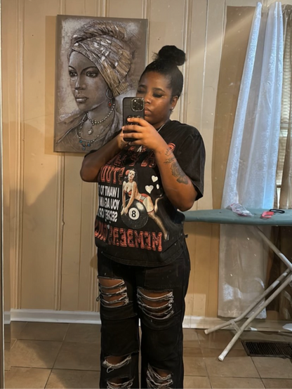 Black Acid Wash “8 Ball” Graphic Tee