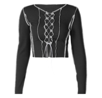 “Distressed” Lace Up Top