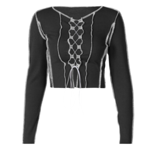 “Distressed” Lace Up Top