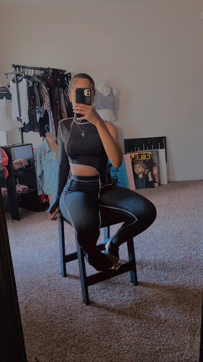 “Distressed” Half/Half Pants Set