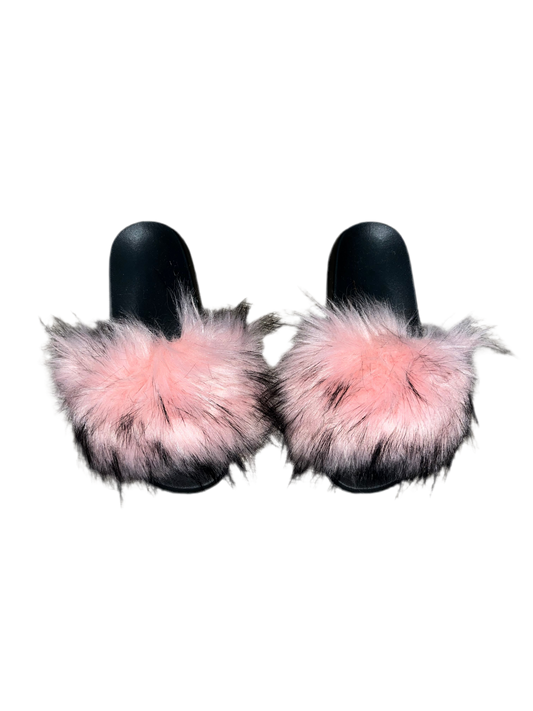 Pink/Black Fur Slides