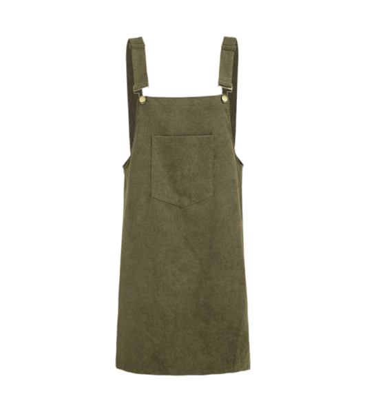 Olive Green Overalls Mini Dress