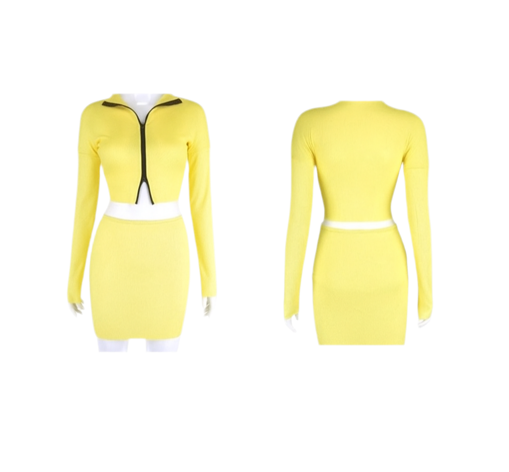 Yellow Mini Skirt Set