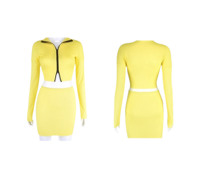 Yellow Mini Skirt Set
