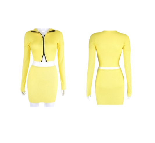 Yellow Mini Skirt Set