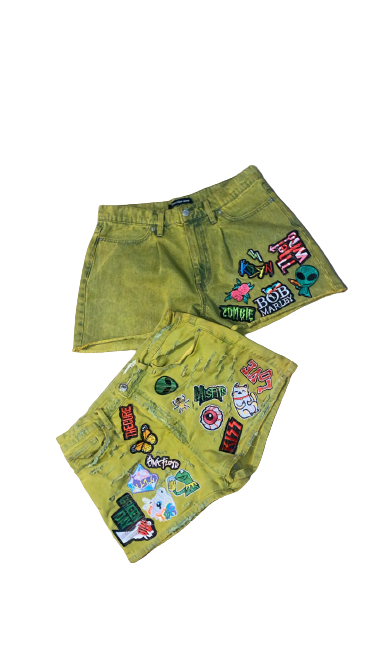 Embroidery Patchwork Shorts