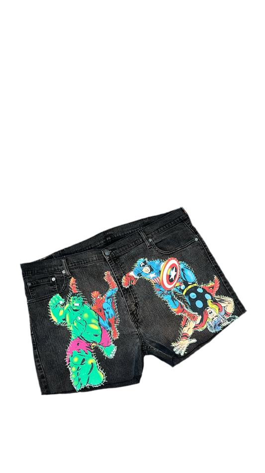 1OF1 MARVEL PLUS SIZE PATCHWORK SHORTS (SZ 44”)