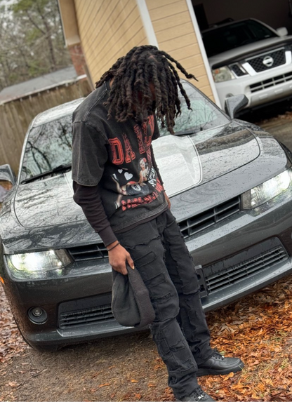 Black Acid Wash “8 Ball” Graphic Tee