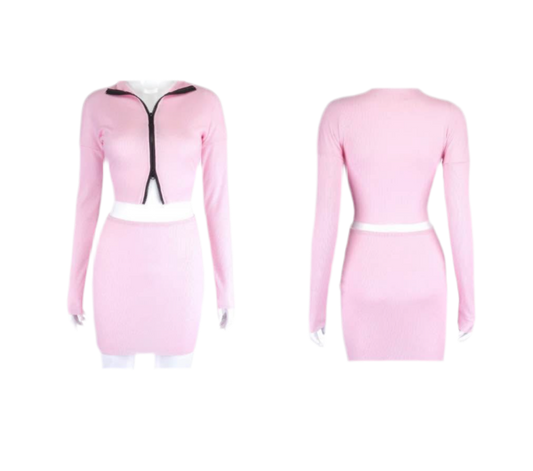 Pink Mini Skirt Set