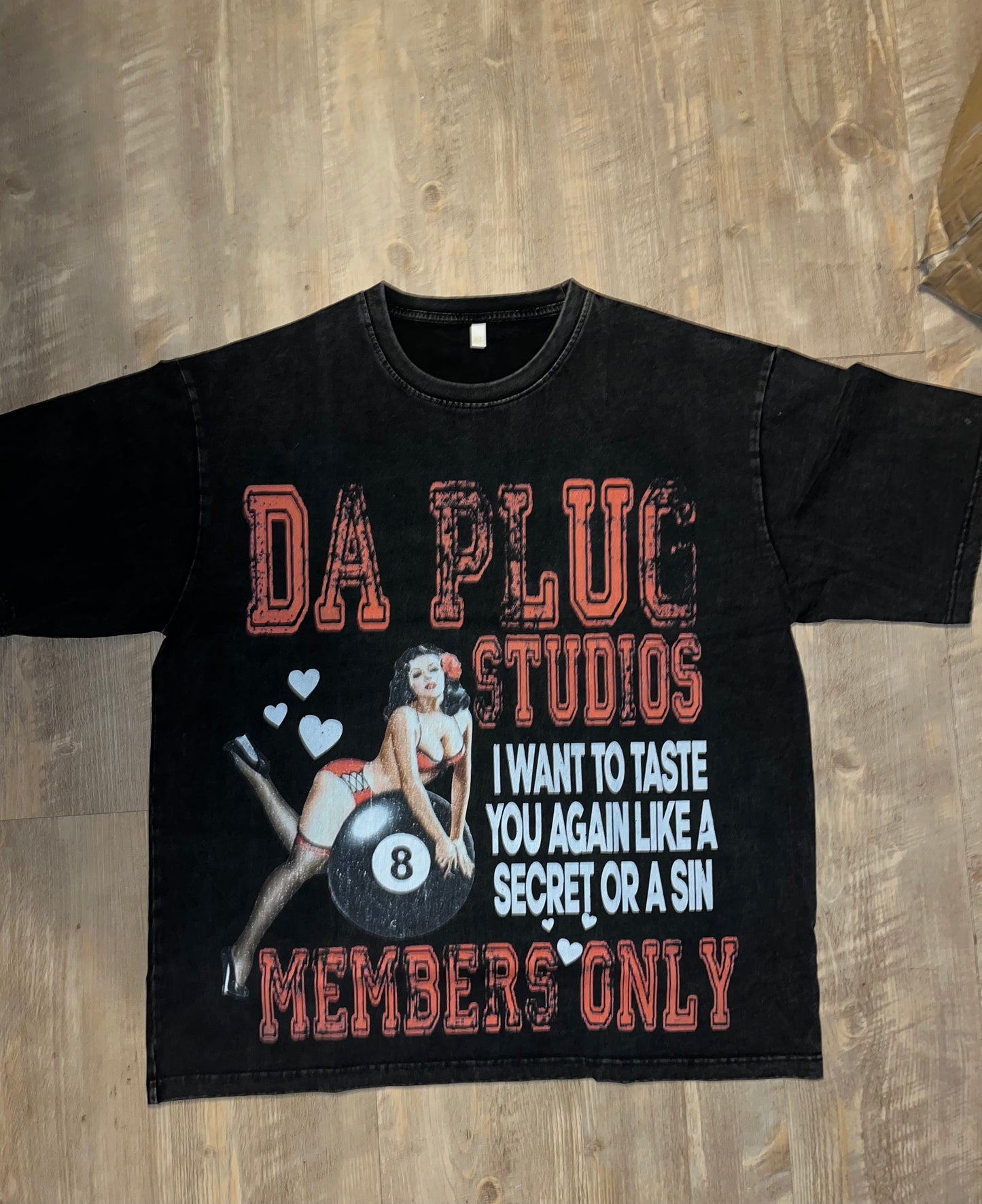 Black Acid Wash “8 Ball” Graphic Tee