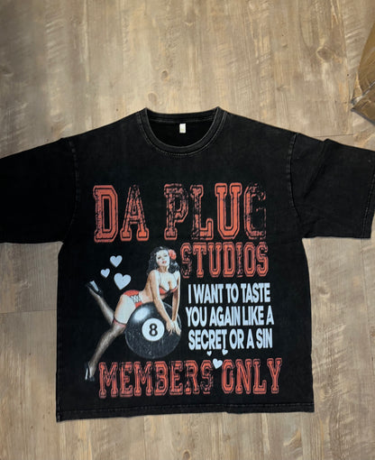 Black Acid Wash “8 Ball” Graphic Tee