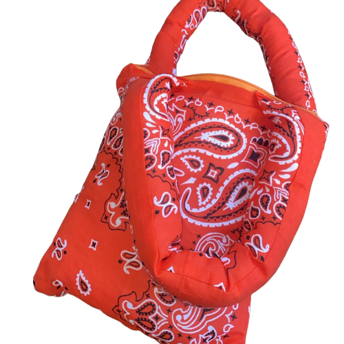 Small Bandana Puffer Tote W/ Zipper
