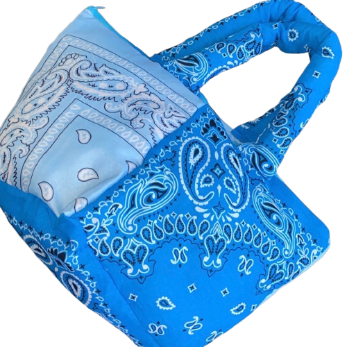 Medium Bandana Puffer Tote W/ Zipper