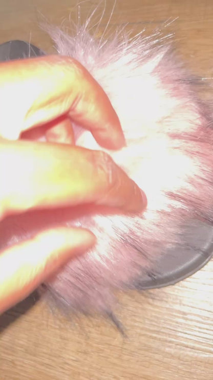 Pink/Black Fur Slides