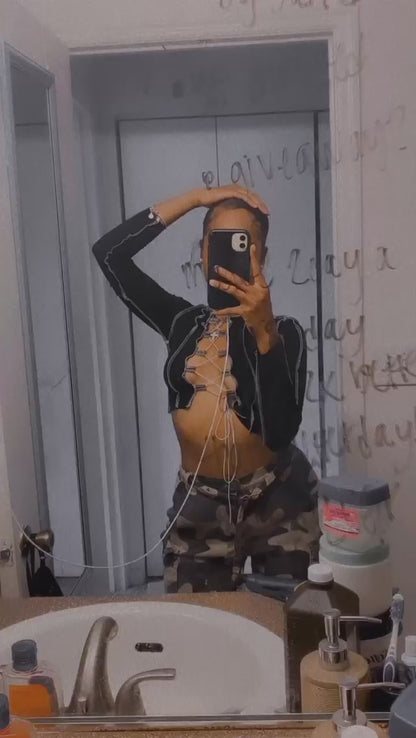 “Distressed” Lace Up Top