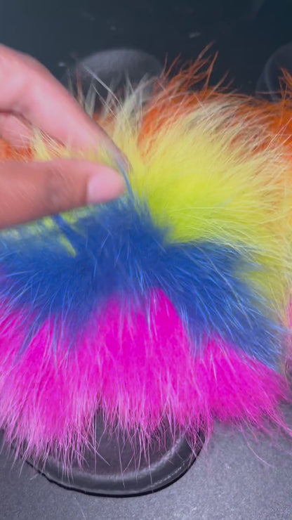 Rainbow Fur Slides